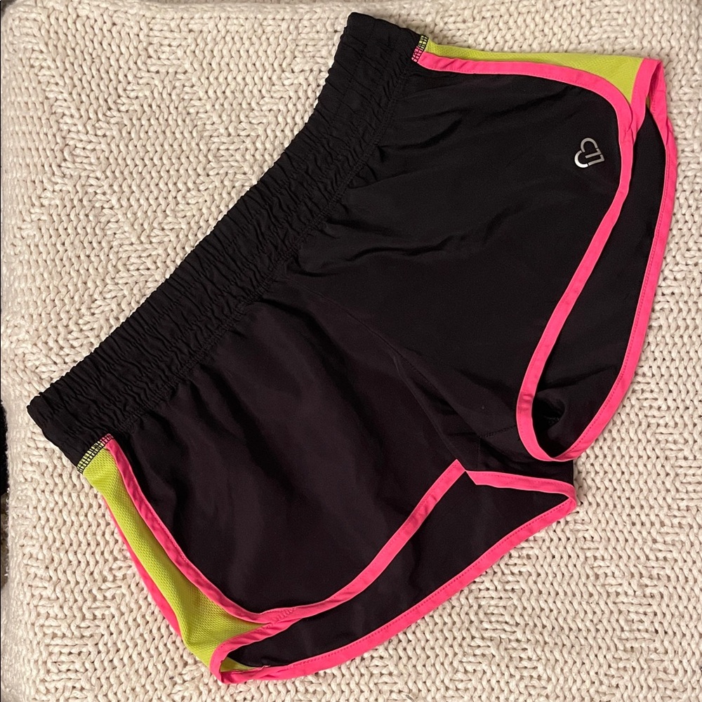 Live Love Dream Black Neon Trim Running Shorts Size M